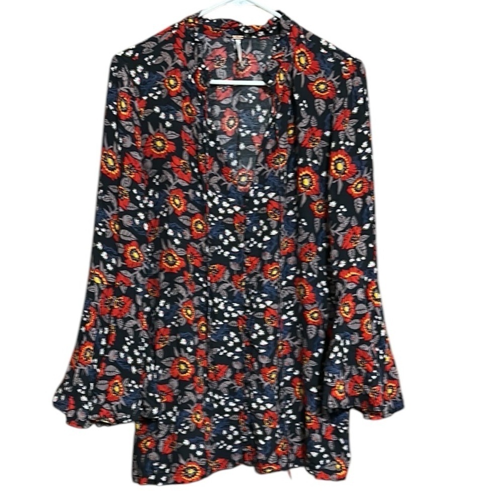FREE PEOPLE Navy Blue And Red Magic Mystery Tunic Mini Dress/Top Size Small - Picture 2 of 10